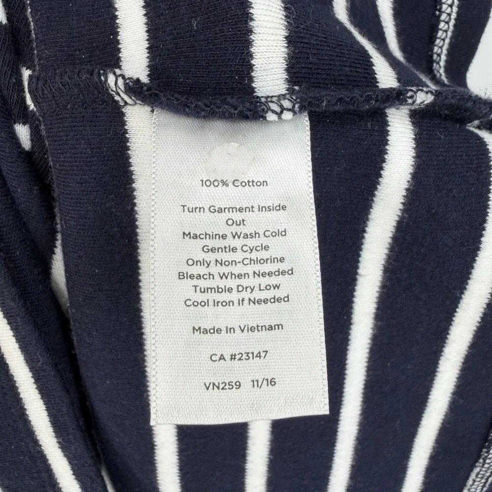 Talbots Striped Bell Sleeve Shift Dress XL Cotton Navy White Nautical Summer - Picture 5 of 10